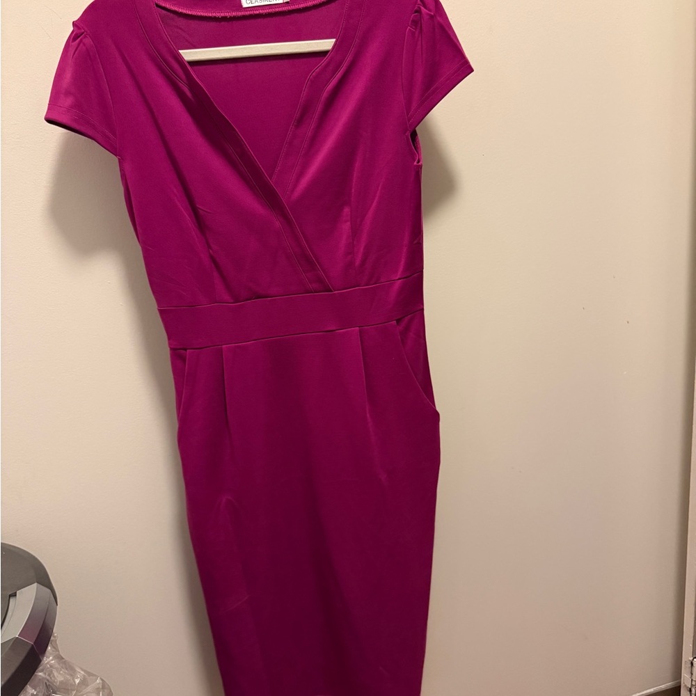 Chic Fuchsia Midi Dress